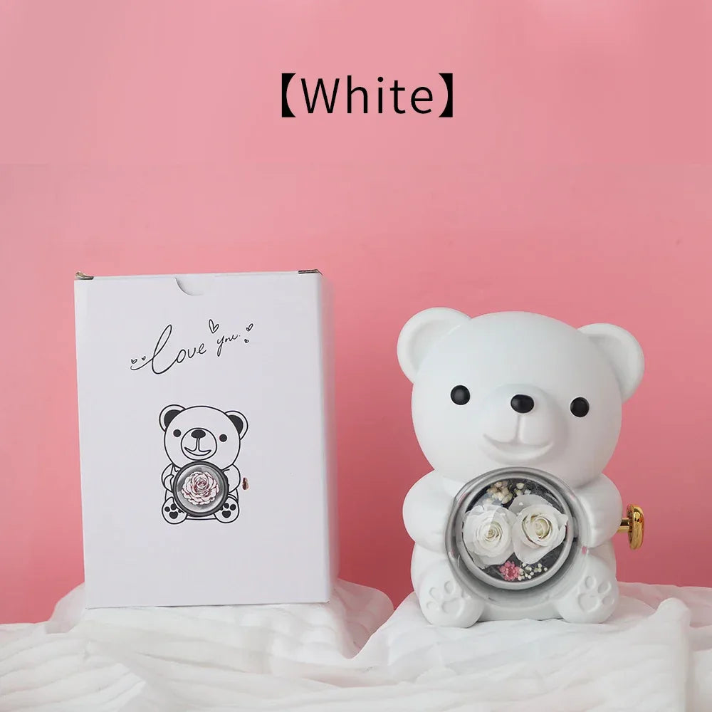 Cute Teddy Bear Design Jewelry Box for Girlfriend, Wife, Mother's Day, Birthday, Valentine's Day Surprise Heart Necklace