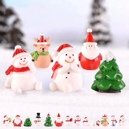 Gift Box Snowman Terrarium Dollhouse Fairy Garden Figures Micro Landscape Ornaments Figurines Christmas Miniature