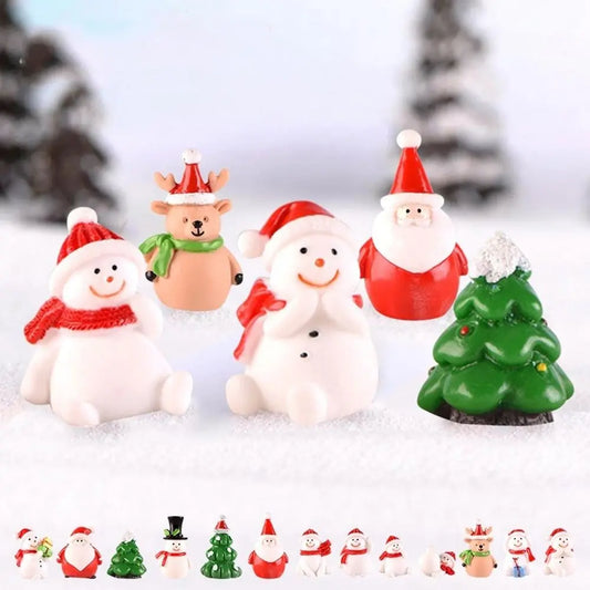 Gift Box Snowman Terrarium Dollhouse Fairy Garden Figures Micro Landscape Ornaments Figurines Christmas Miniature