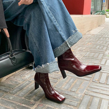 JOZHAMTA Size 34-43 Women Ankle Boots Real Leather Thick High Heel Shoes Fall Winter 2025 Casual Office Lady Dress Short Booties