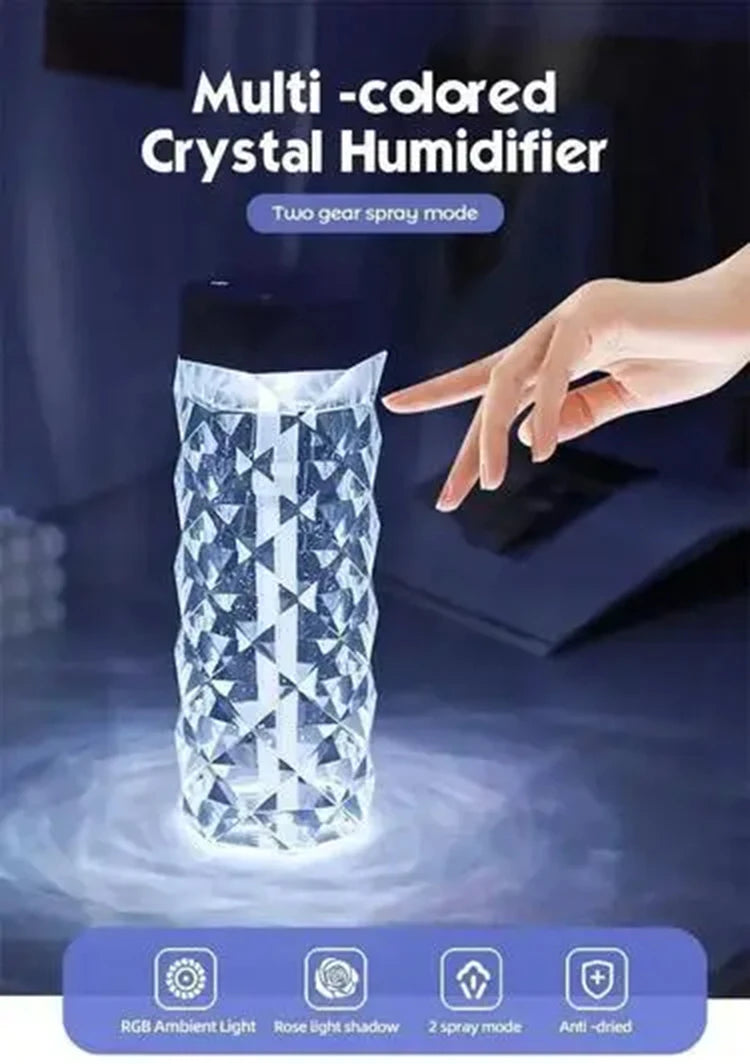 400ml Colorful USB Crystal Humidifier with Aromatherapy and Air Purification for Bedroom and Desktop