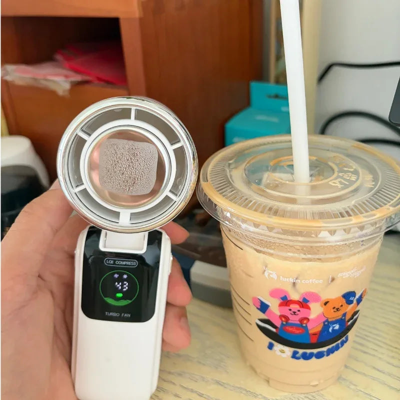 5-Speed Strong Cooling Mini Fan, Foldable & Neck Hanging - 9H Long Battery, Powerful Wind with LED for Office Outdoor Travel