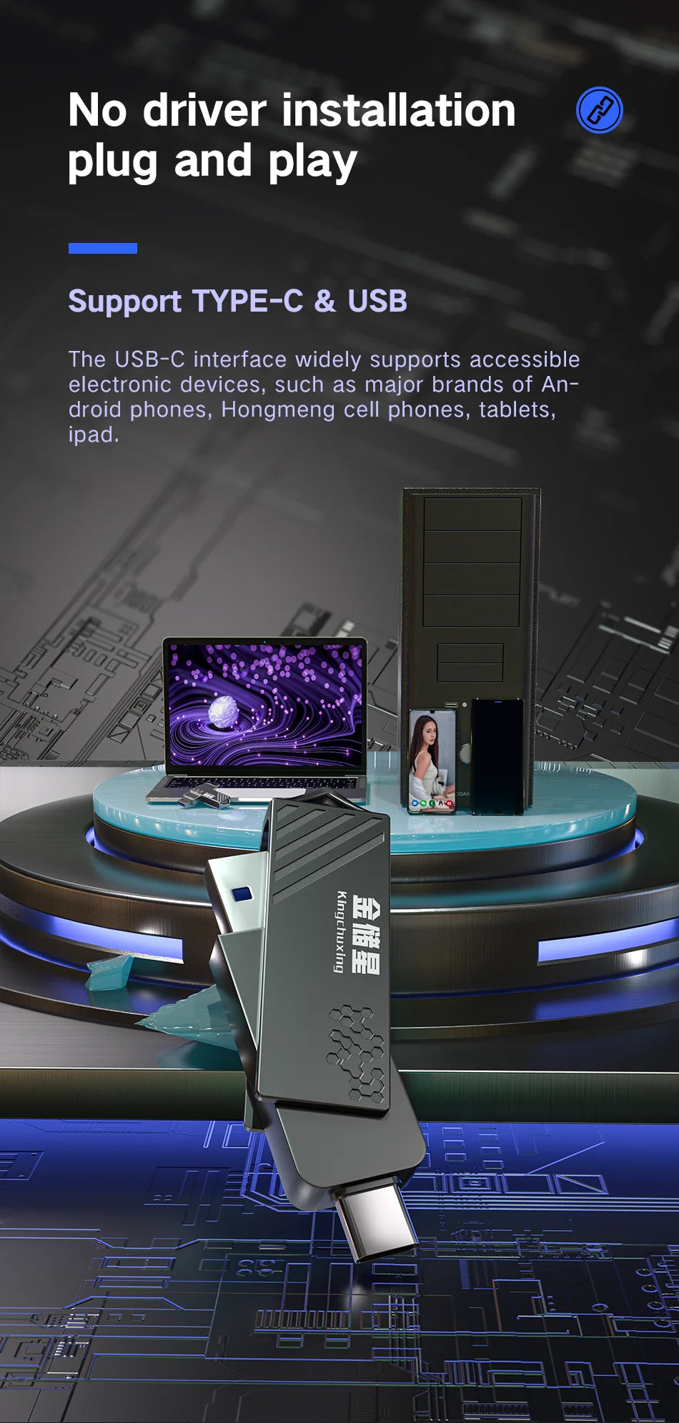 High Speed Solid State USB Drive 1TB Mobile Phone Hard Drive Type-C Dual Interface Mobile Computer Large Capacity USB Drive 512G