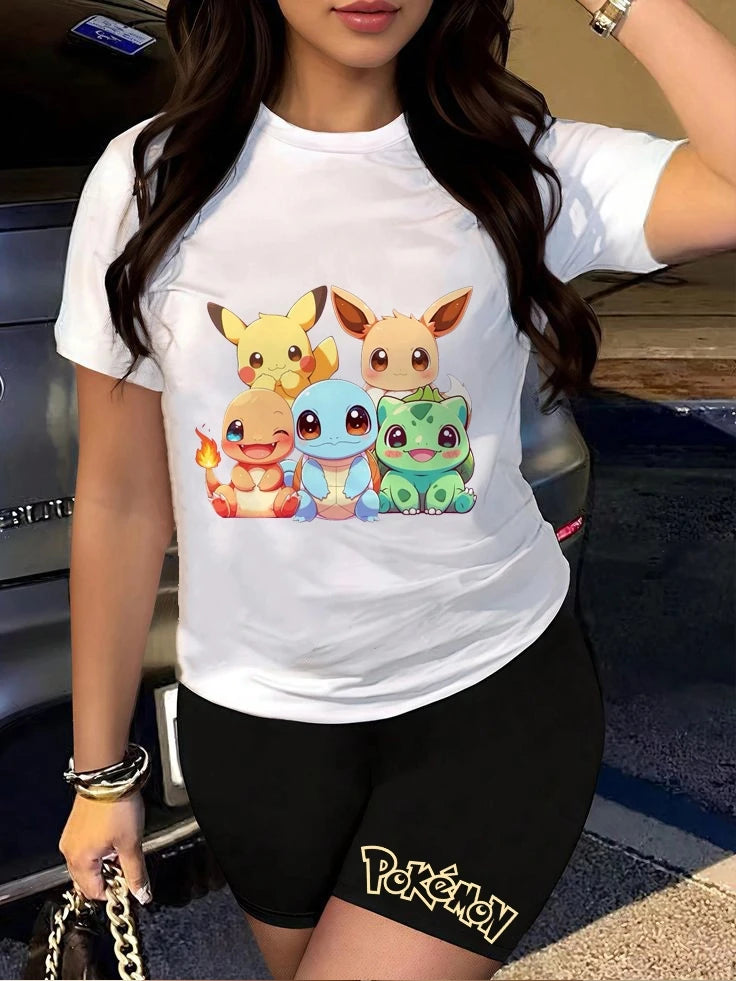 Women's T Shirt Sports T Shirt Inner T Shirt Pikachu Eevee Squirtle Bulbasaur Print Pokemon Cute Pattern Cartoon Character