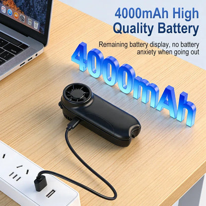 Portable Mini Handheld Fan High-speed Outdoor Small Fan USB Rechargeable Large Capacity 4000 mAh LED Display 100 Wind Speeds
