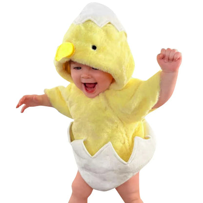 New Baby Boys Girls Chicken Costume Short Sleeve Snap Up Plush Romper Newborn Chick Egg Costume Infant Clothes Christmas Party