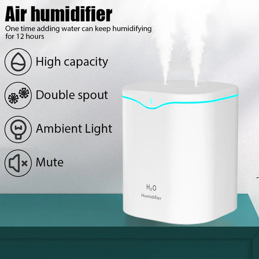 2000ML USB Air Humidifier Double Spray Port Essential Oil Aromatherapy Humificador Cool Mist Maker Fogger Purify for Home Office by PDG ibma