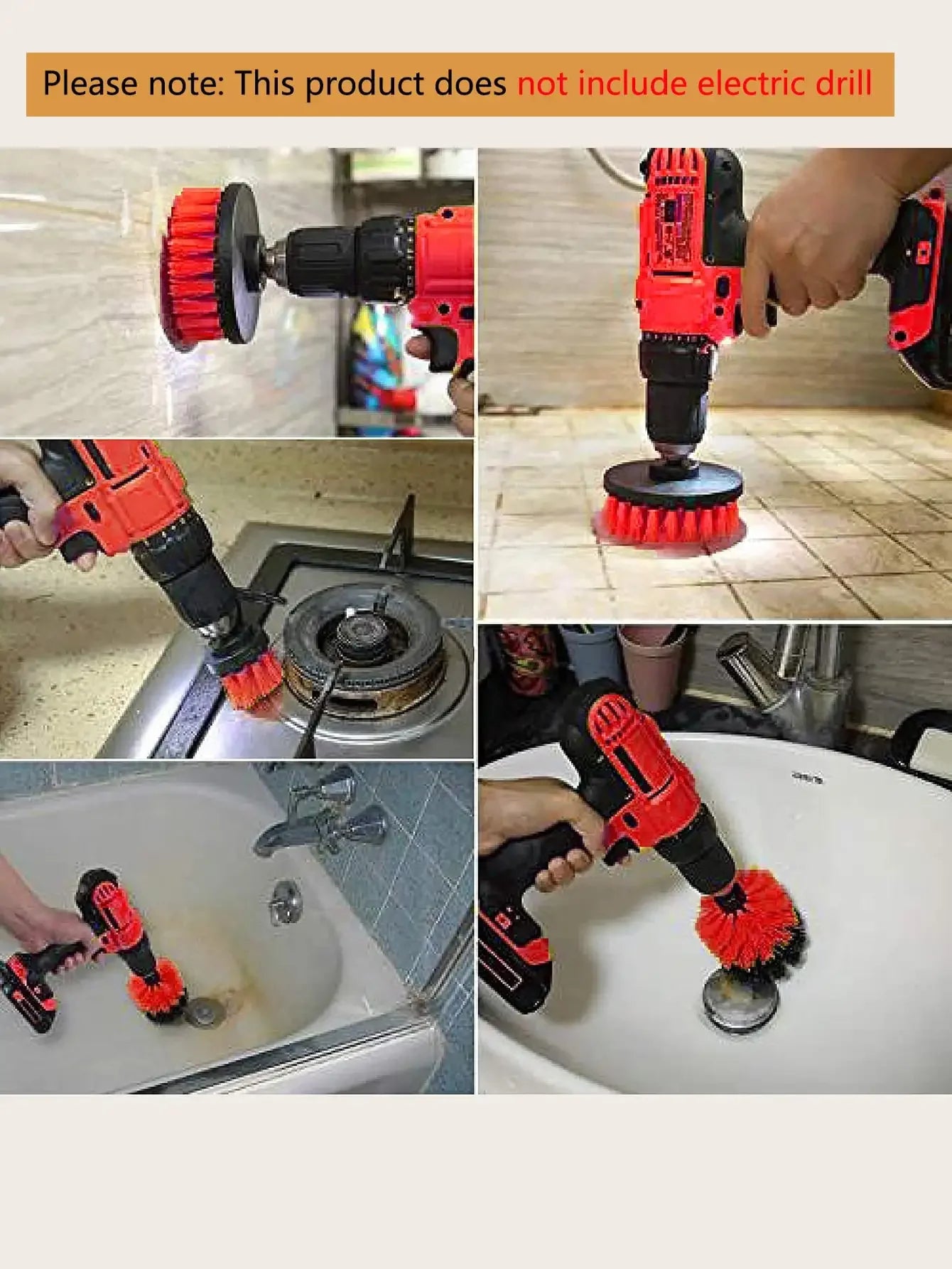 3Pcs/Set Electric Scrubber Brush Drill Brush Kit Plastic Round Cleaning Brush For Carpet Glass Car Tires Nylon Brushes