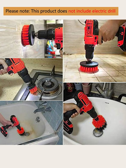 3Pcs/Set Electric Scrubber Brush Drill Brush Kit Plastic Round Cleaning Brush For Carpet Glass Car Tires Nylon Brushes