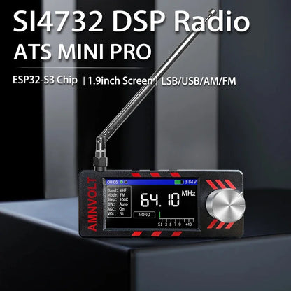 Upgraded V3S AMNVOLT Mini SI4732 DSP Radio Receiver FM AM SSB LSB USB Full Band Pocket Radio with Hi-Z Headphone Amplifier