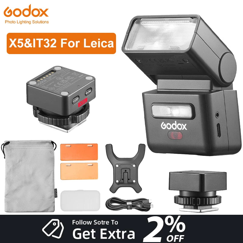 Godox IFlash IT32 TTL Camera Flash with Magnetic Mounting X5L TTL Flash Trigger Rotating Head Flash Light Kit For Leica Camera