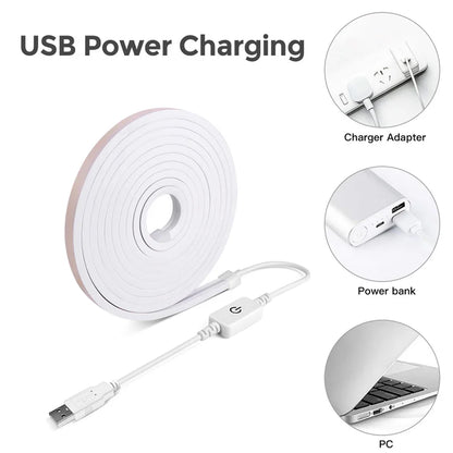 5V USB Neon Lamp Dimmable Waterproof Flexible Tape Touch Sensor LED Neon Sign Light Strip Bedroom Backlight DIY Decor