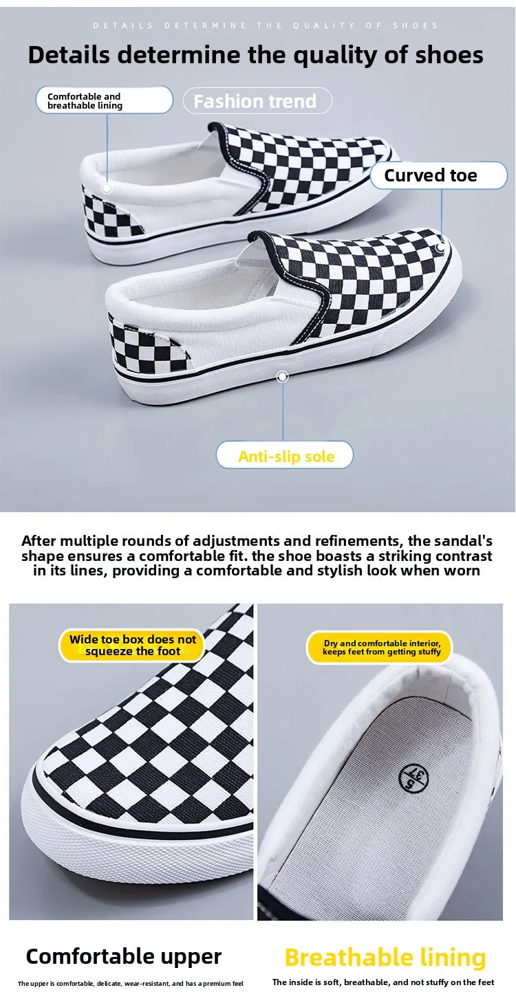 Hand-Painted Canvas Shoes Elastic Unisex Spring 2025 Style Korean Version Flat Heel Breathable Cotton Lined All-Season Footwear