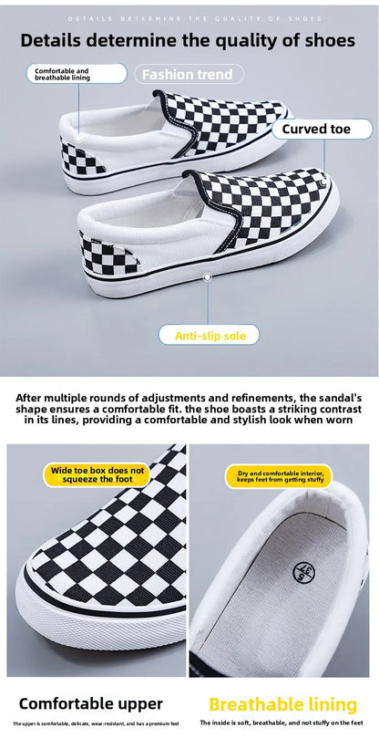 Hand-Painted Canvas Shoes Elastic Unisex Spring 2025 Style Korean Version Flat Heel Breathable Cotton Lined All-Season Footwear