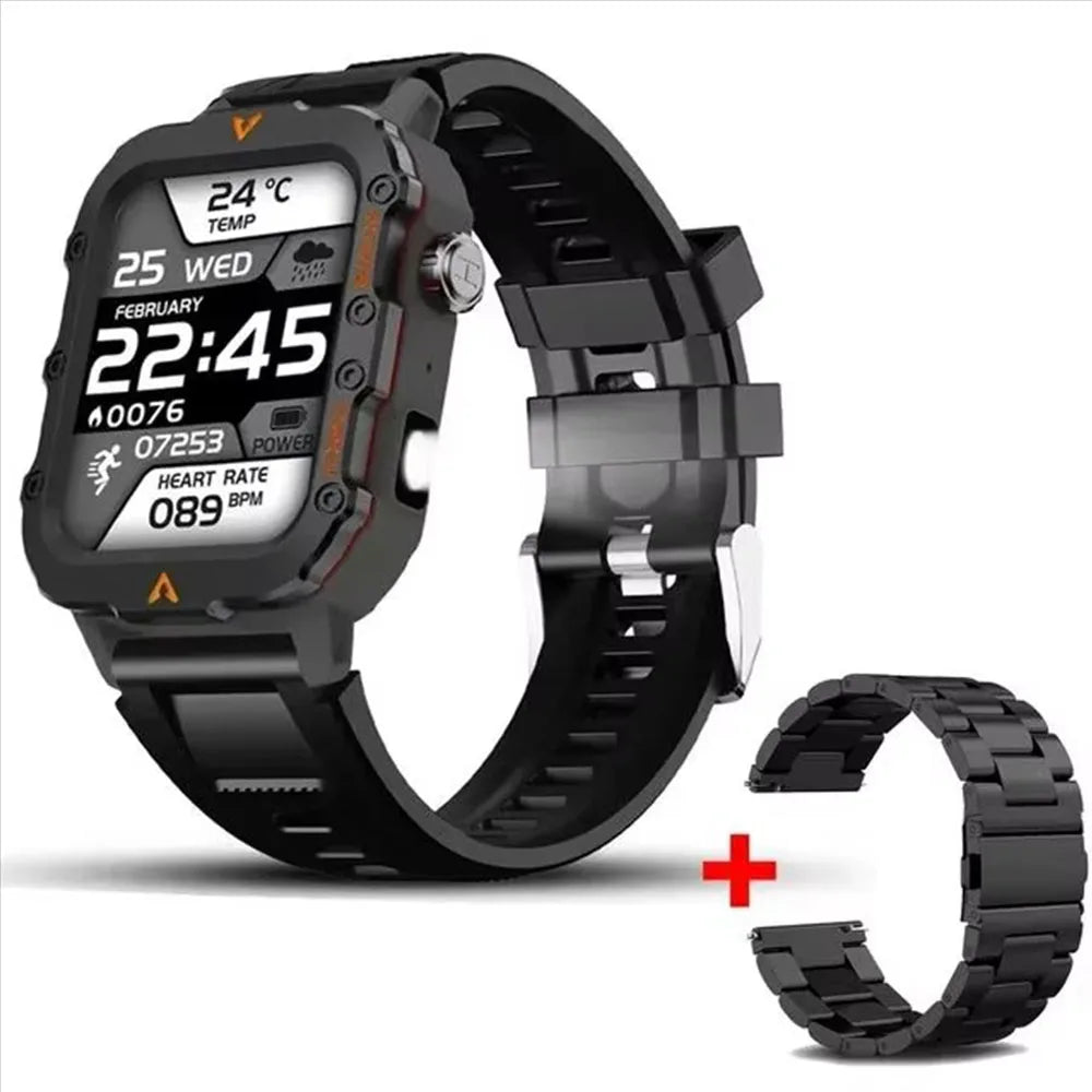 2025 Smartwatch Military Outdoor Sports Watches For Man Woman LED Flashlight Health Monitoring 1.73 inch Bluetooth Watches New