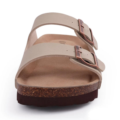 Crestar Women's Cork Footbed Slide Sandal Adjustable Buckle Summer Outdoor Suede Sandals with Arch Support Non-slip Beach Shoes