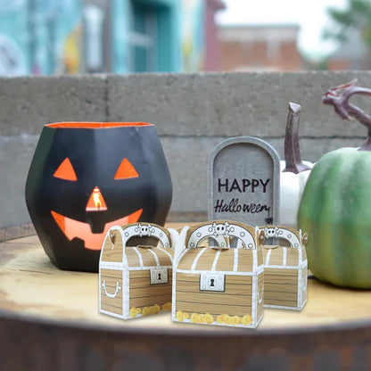 12/24 boîtes à friandises en forme de coffre au trésor de pirate - Décoration pour une fête d'anniversaire d'enfant sur le thème des pirates, d'Halloween ou d'Halloween - Cadeau
