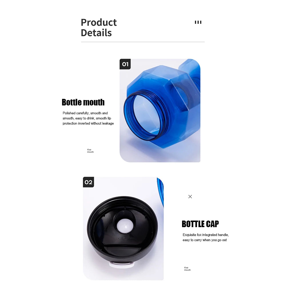 2.6L Sports Dumbbell Shaped Kettle Sport Water Bottle Outdoor Indoor Fitness Cycling Water Bottle Camping Cold Water Bottle