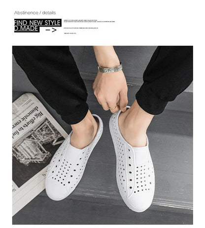 New beach sandals perforated shoes men's anti slip work shoes summer garden shoes water shoes ultra light outdoor walking shoes