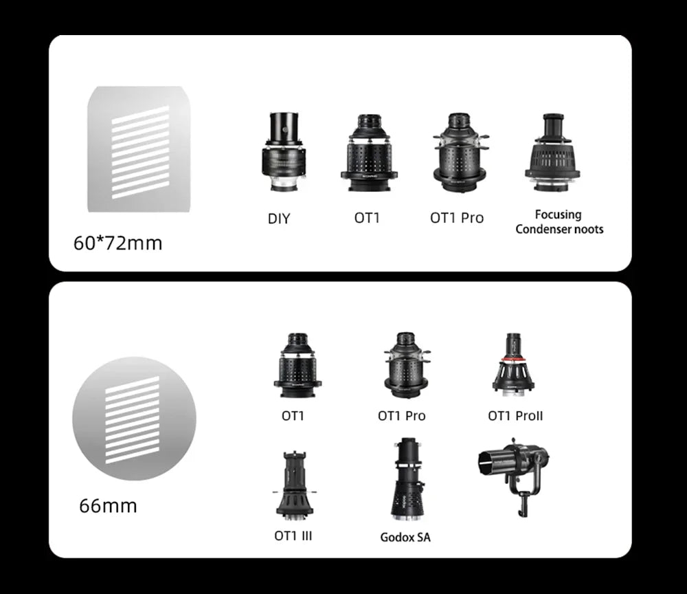 SOONPHO Conical Snoots Graphic Cards for OT1 OT1PRO Projection Film  DIY Shape Insert Photography Background Match Godox Lights