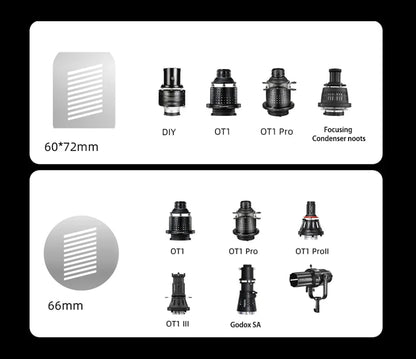 SOONPHO Conical Snoots Graphic Cards for OT1 OT1PRO Projection Film  DIY Shape Insert Photography Background Match Godox Lights