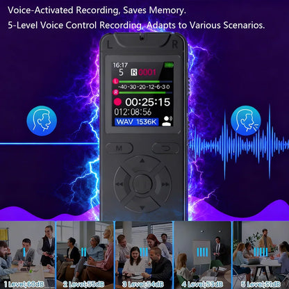 Digital Voice Activated Recorder with Playback MP3 Player Sound Audio Recorder Professional Mini USB Flash Drive Recording