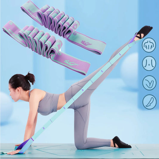 Yoga Pull Strap Belt Latin Dance Stretching Pilates Fitness Sport Elastic Resistance Bands with Yoga Exercis Pattern