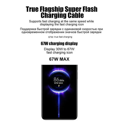67W USB Fast Charger For Xiaomi 14 13 12 11 Pro Ultra Lite USB A To Type C Quick Charging Phone Data Cable For Redmi Note 13 12