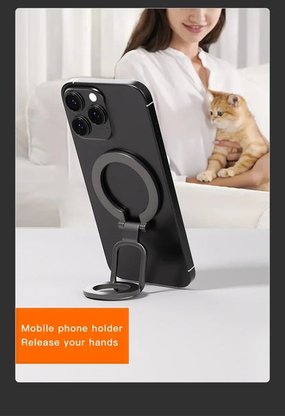 Double Sided Phone Stand Magnetic Phone Ring Holder Kickstand Magnet Grip for MagSafe iPhone 16 15 14 13 12 Pro Max Car Holder