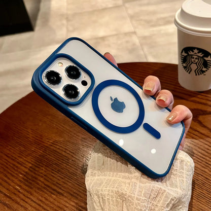 Luxury Magsafe Wireless Charge Phone Case for iPhone 16 15 14 Plus 13 12 11 Pro Max Mini Magnetic Soft Bumper Transparent Cover