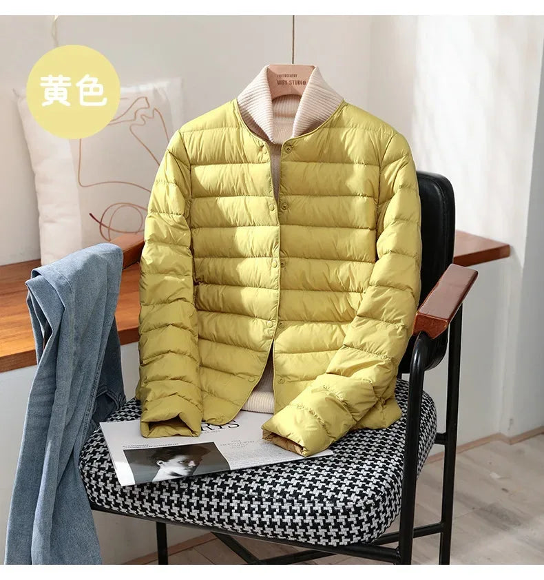 Light Down Coat Spring Autumn Warm Women White Duck Down Slim Jackets Female Fashion Ultra Lightweight Packable Puffer Coats