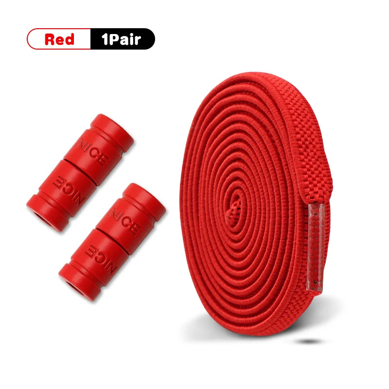 Elastic Laces Sneakers No Tie Shoe laces Colorful Capsule Lock Shoelaces Without ties Kids Adult 0.6cm Flat Shoelace 1Pair/2Pair