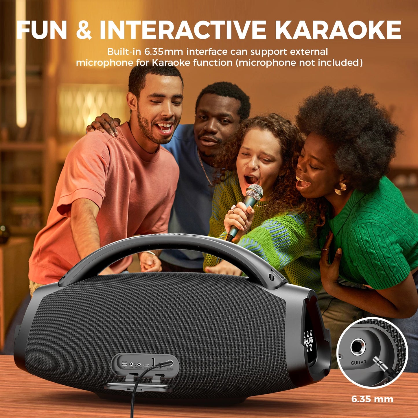 W-KING X20S Bluetooth Speaker w/Strap140W RMS Massive Bass Party Boombox IPX7 Waterproof Speaker Loud Outdoor Portable Sound Box