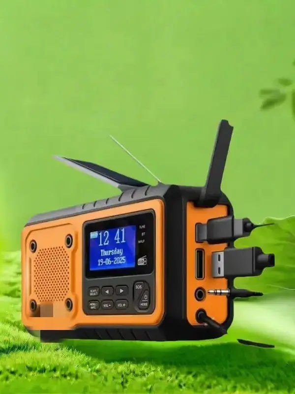 Solar Crank DAB+ FM Radio with 5000 mAh Power Bank,  Bluetooth speaker Emergency Radio, USB-C  Phone Charge, SOS Alarm, Torch