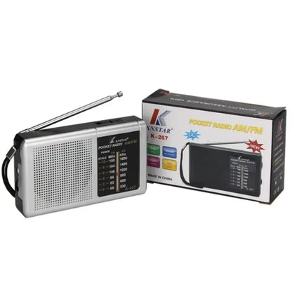XIKCU AM FM Portable Mini Two Band Radio Full-wave Band Battery Powered Radio BuiltIn Speaker Outdoor Emergency Radio for Elders