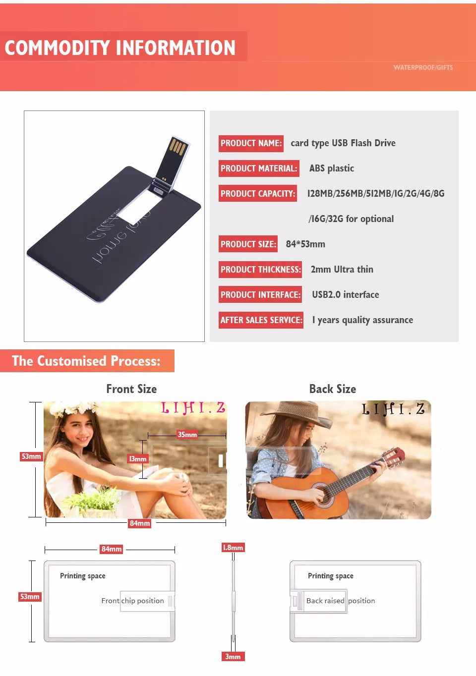 100PCS/LOT Waterproof Super Slim Credit Card USB Flash Drive Pendrive 4GB 8GB 16GB 32GB 64GB Bank Card Model Memory Stick Drives