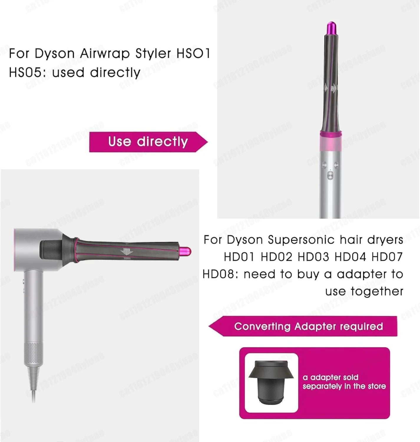 For Dyson Supersonic Hair Dryer Accessories Auto Curling Nozzles 20/30/40mm Cruling Wand For Dyson HD Series Hair Dryer Diffuser