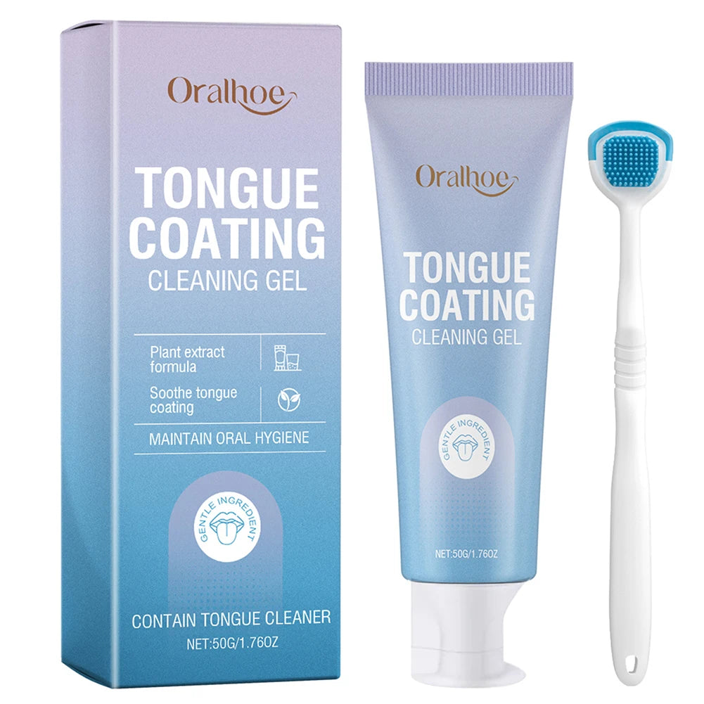 50ml Tongue Cleaning Gel Set,For Bad Breath Long Lasting-Freshness Mouth Odor-Eliminators,Tongue Cleaning Paste For Home