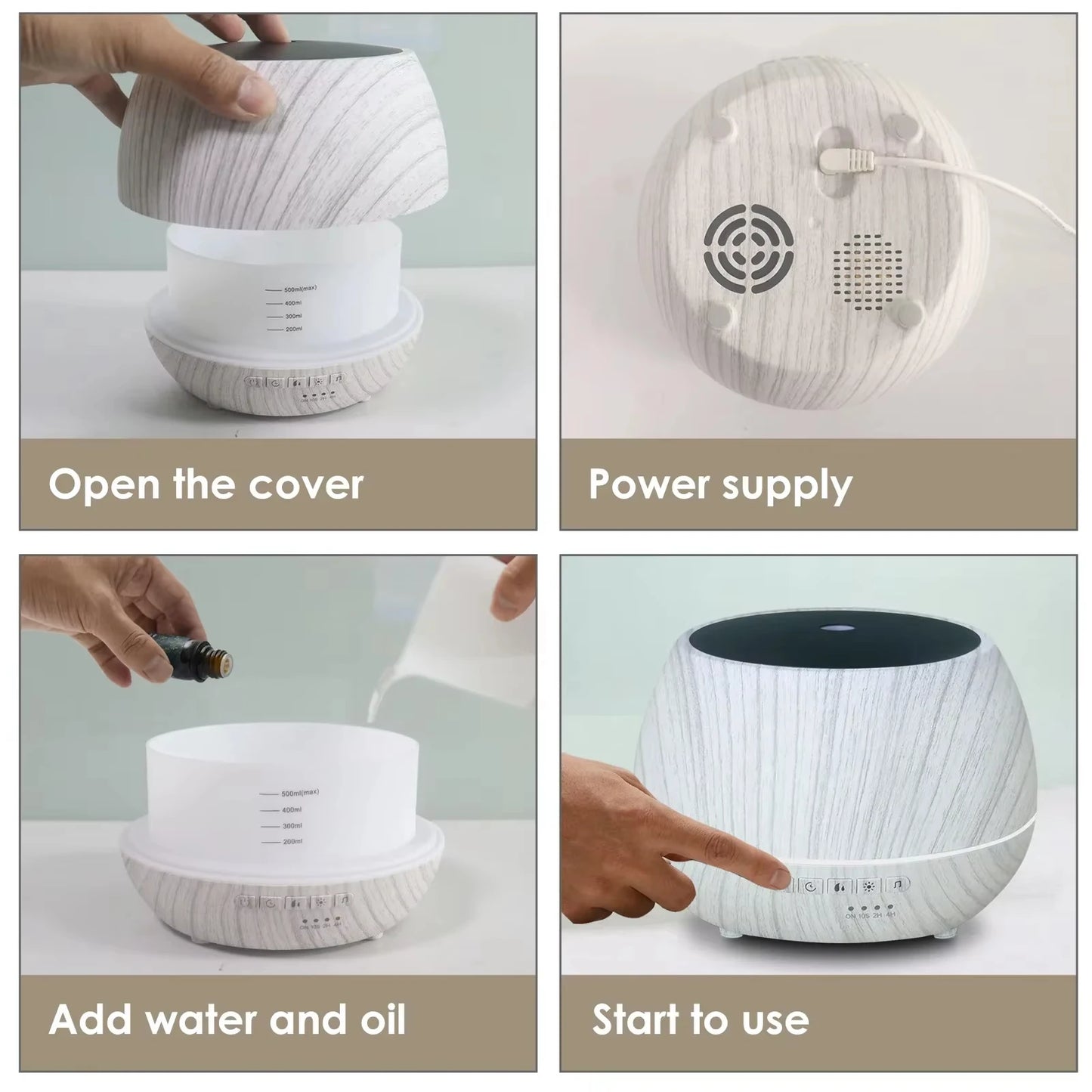 500ml Essential Oil Aroma Diffuser Smart WiFi Air Humidifier Support Tuya Alexa Google Home 7 Colorful LED Light App Control