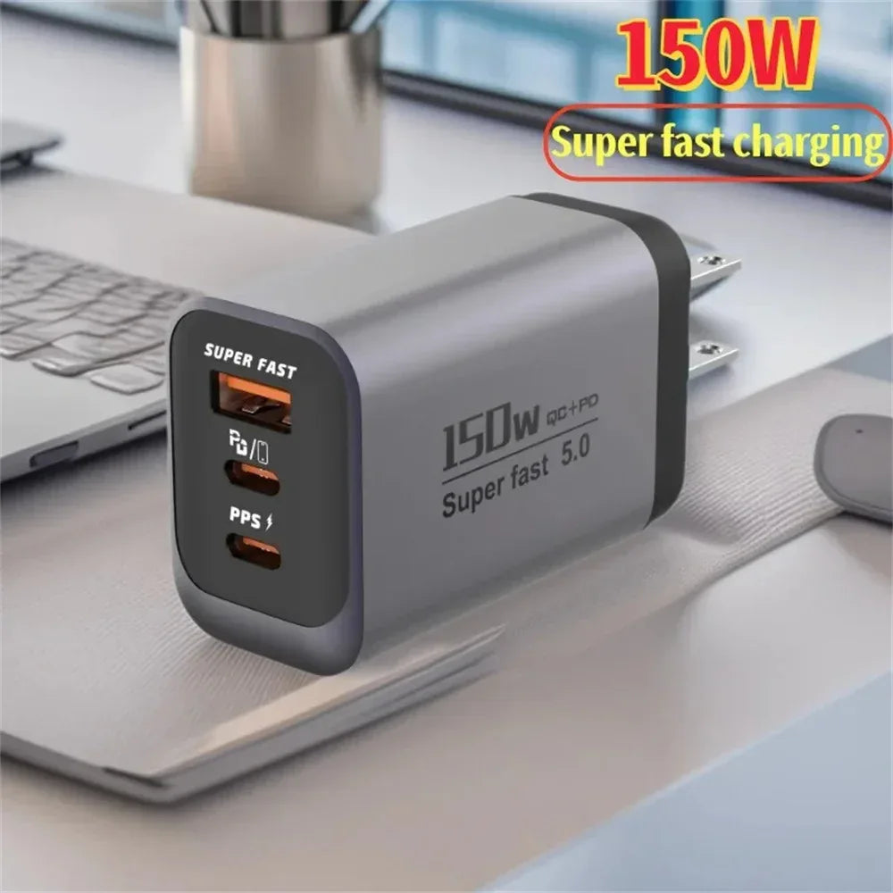 Multi Ports USB Type C Fast Charger 150W Super Charging Wall EU/US/UK Plug Charger Quick Charge3.0 USB Adapter PD3.0 Charge Head