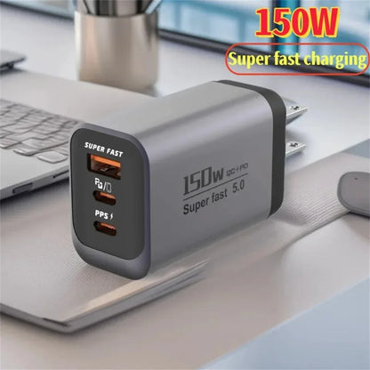 Multi Ports USB Type C Fast Charger 150W Super Charging Wall EU/US/UK Plug Charger Quick Charge3.0 USB Adapter PD3.0 Charge Head