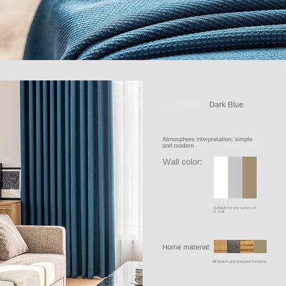 Modern Simple Balcony Drapes Light Luxury Bedroom Thick Blackout Curtain Large Area Bay Window Curtains Home Living Room Drape