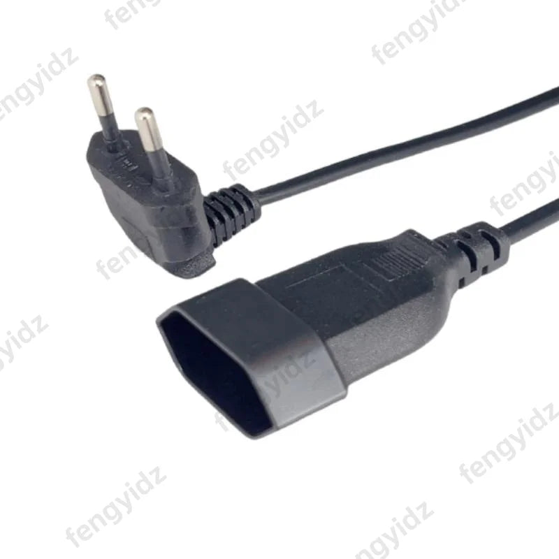 Europea 90 Degree Male Plug To Female Socket Power Extension Cable For PC Computer PDU 0.3m/0.6m EU 2Prong Bend Angled Cord