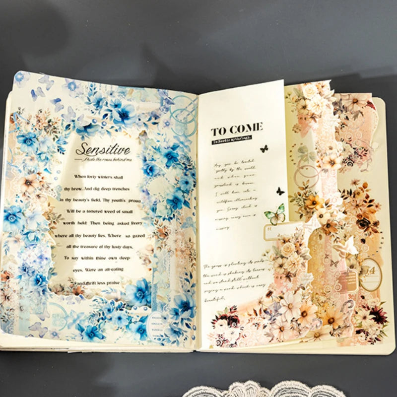 Mr. Paper 1 Roll Lace Flower PET Tape Home Decoration for Scrapbook Frame Phone Case Notebook Phone Case Collage Sticker Gifts