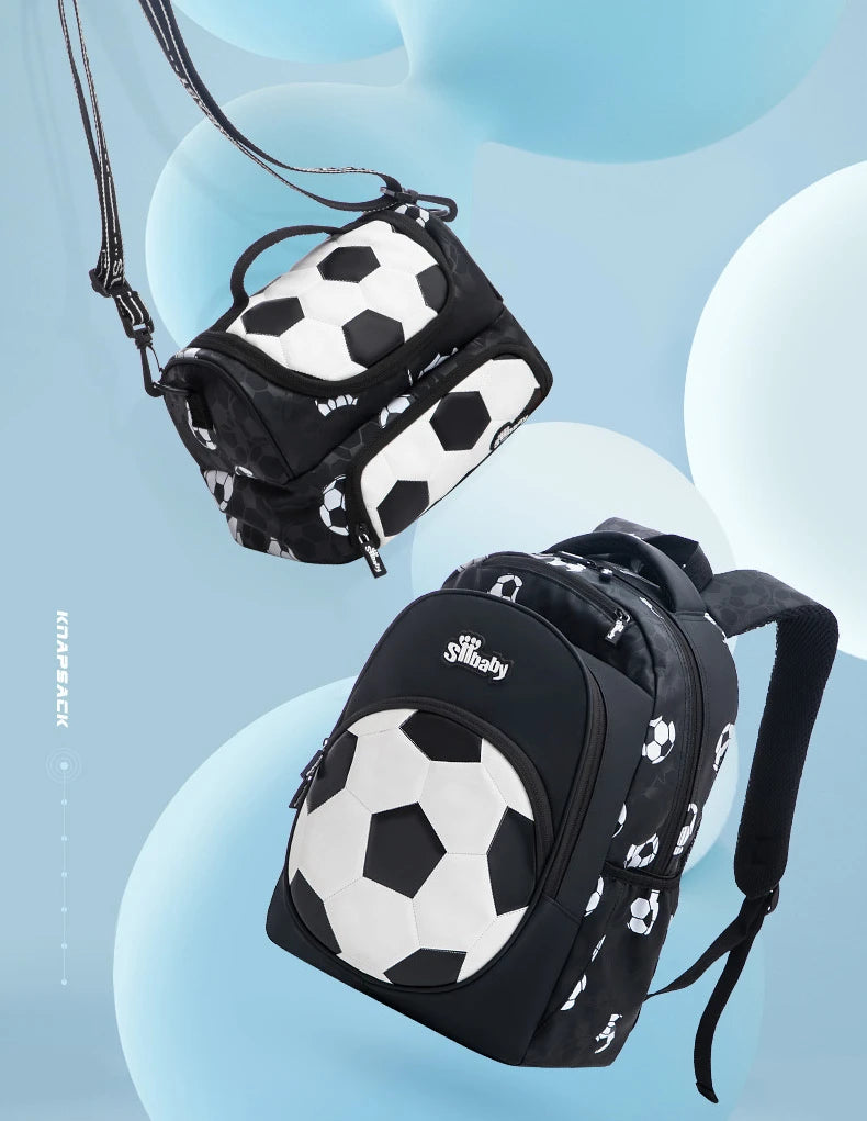 New 3D Cute Orthopedic School Bag For Boys Cartoon Football Backpack Kids Children High Capacity Waterproof  1-3 Grade Schoolbag