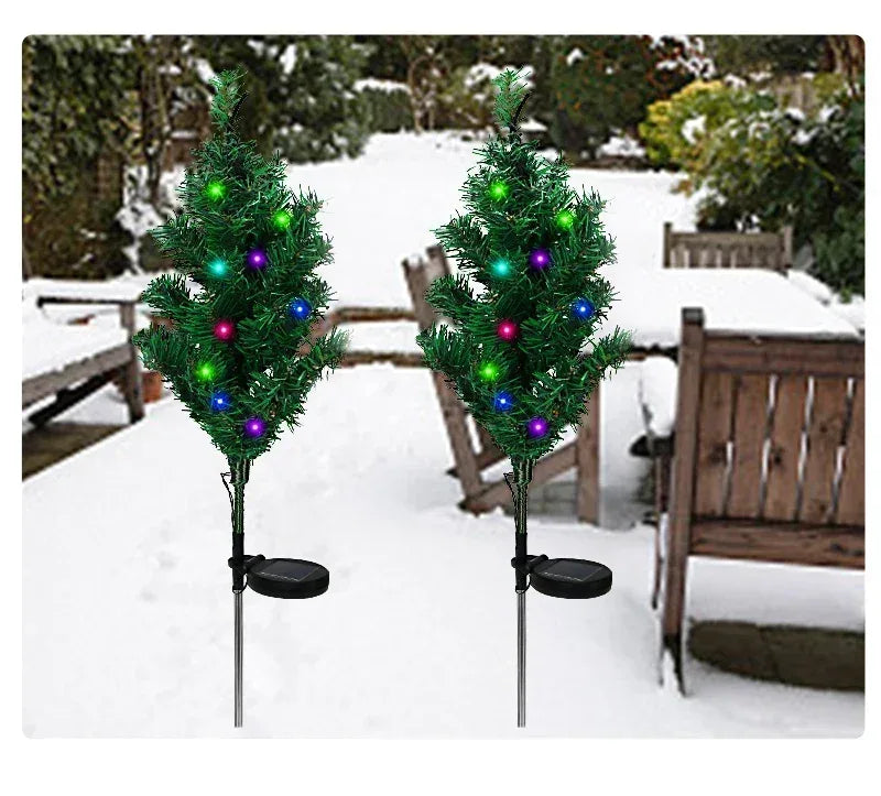 Solar LED Lights Christmas Tree Lawn Lamp Holiday Lantern For House Festive Wedding Courtyard Garden Decoration RGB Light