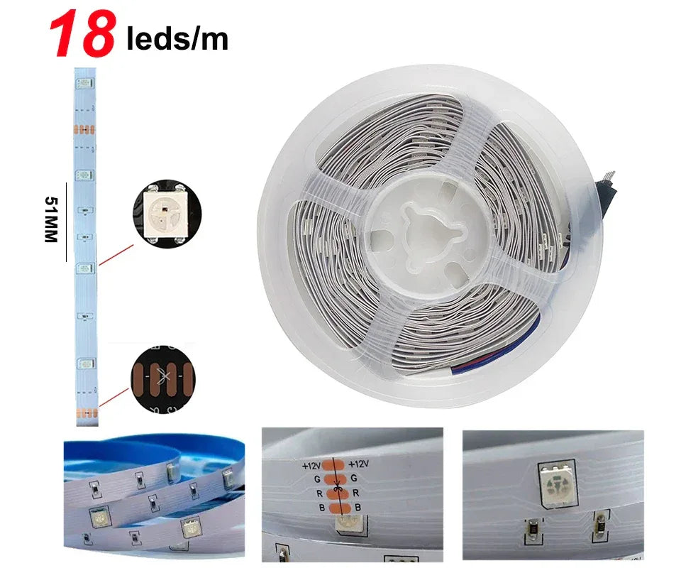 RGB Led Lights Strip Wifi Bluetooth Adhesive Led Tape Rgb 5050 Led Strips For Bedroom Party Lights Wall Room Decoration