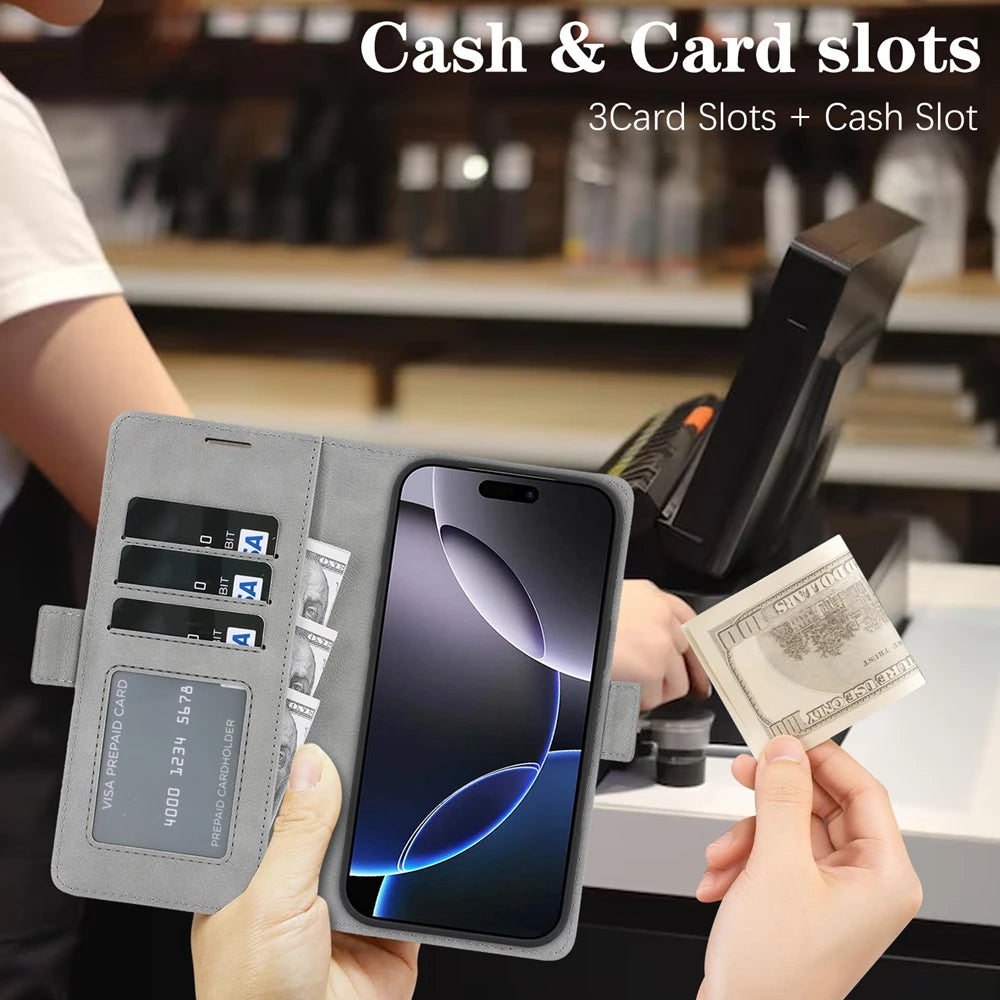 2 in 1 Magsafe Wallet Case For iPhone 17 Promax Air 16 Pro Max 15 Plus 14 13 12 iphone17 Cards Slot Leather Flip Phone Cover