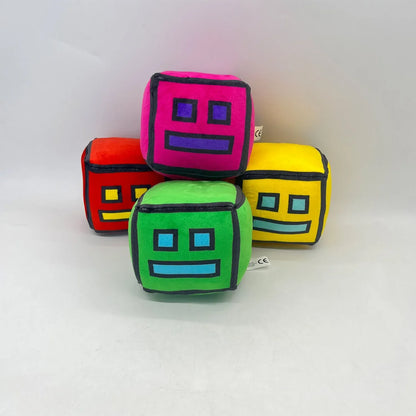 12cm New Halloween Geometry Dash Cube Plush Toys Small Pillow Stuffed Plushie Doll Square Pendant Game Cute Kids Birthday Gift