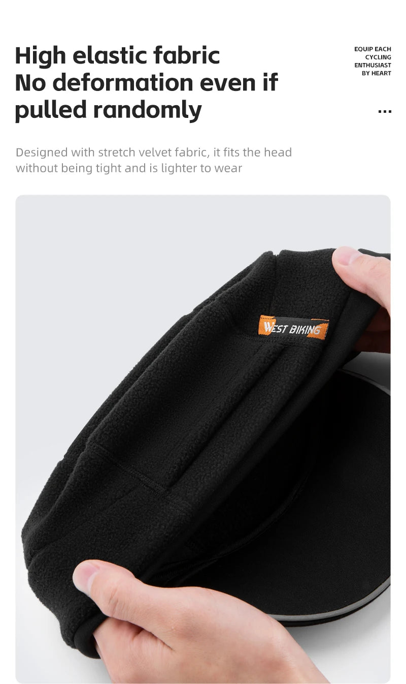 WEST BIKING Winter Cycling Cap With Brim Windproof Warm Sports Cap High Elastic Fleece Hiking Running Hat Cycling Equipment